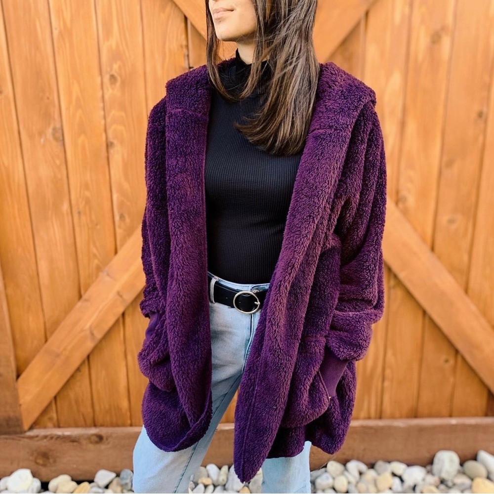 Plum color, hooded bear coat. Size LARGE